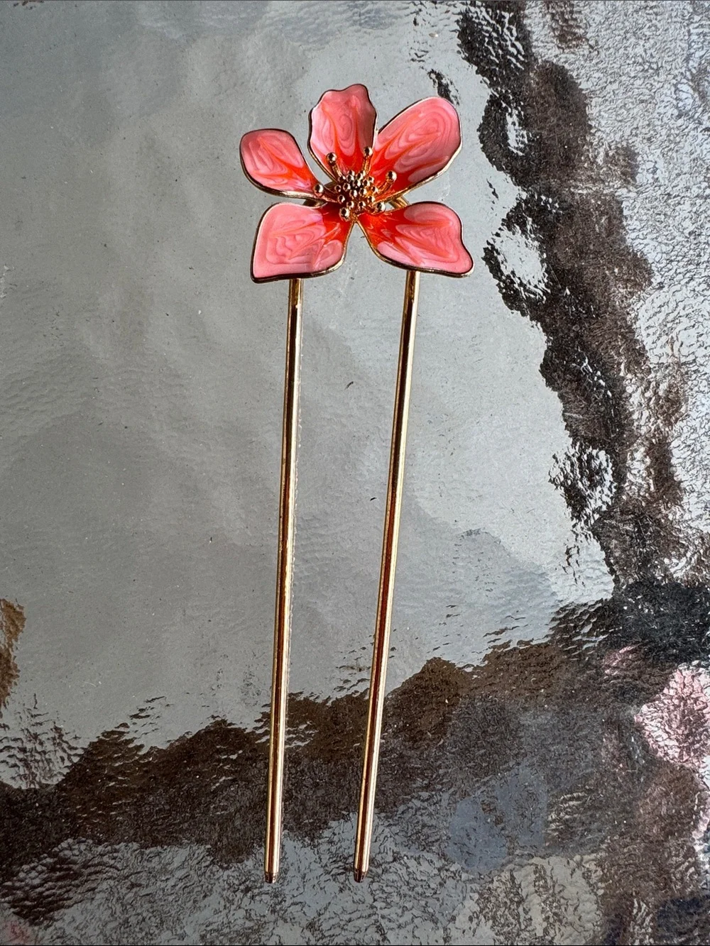 Decorative Floral and Shell Hair Pins Set - Pink, Gold, Cream, Tortoiseshell